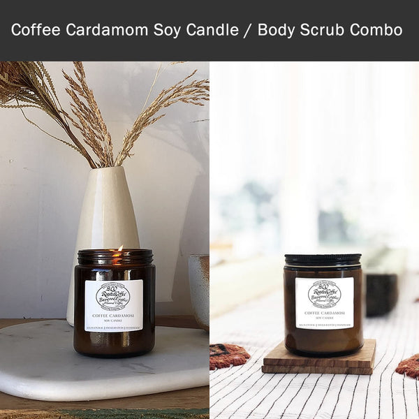 SLO Roasted Coffee and Cardamom Soy Candle Body Scrub Combo